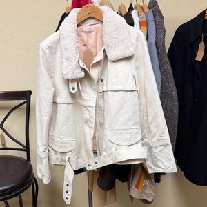GAP Cream Sherpa Collar Jacket